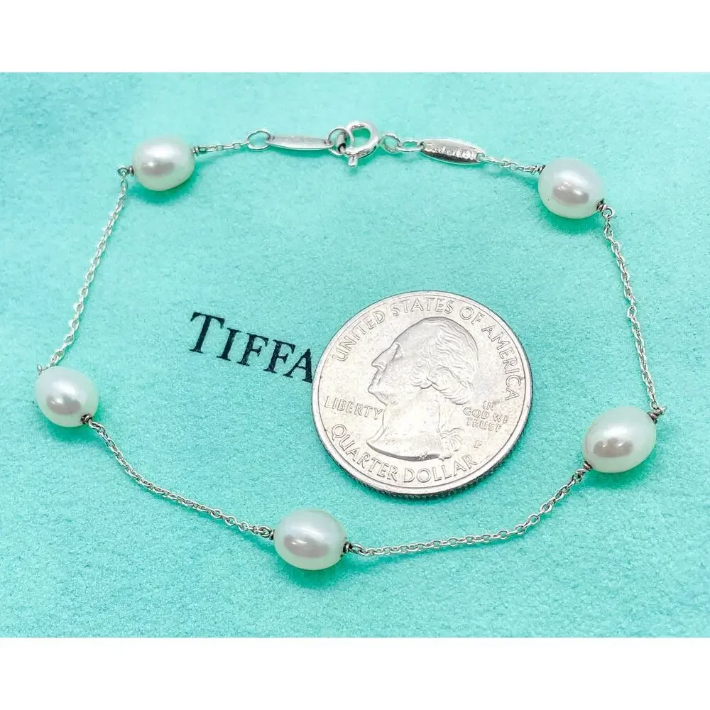Tiffany & Co. Elsa Peretti 6-6.5mm Pearls by the Yard Bracelet Silver 7.75